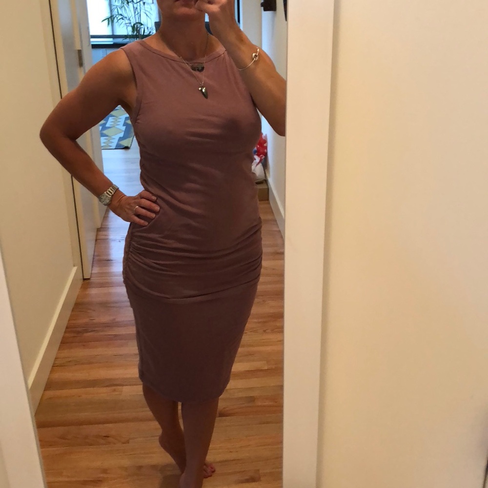 Dusty rose James Perse cotton midi bodycon dress